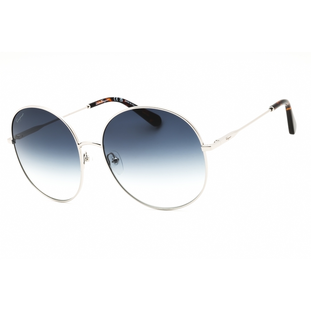 NWT Salvatore Ferragamo SF299S Silver Oversized 60mm Sunglasses